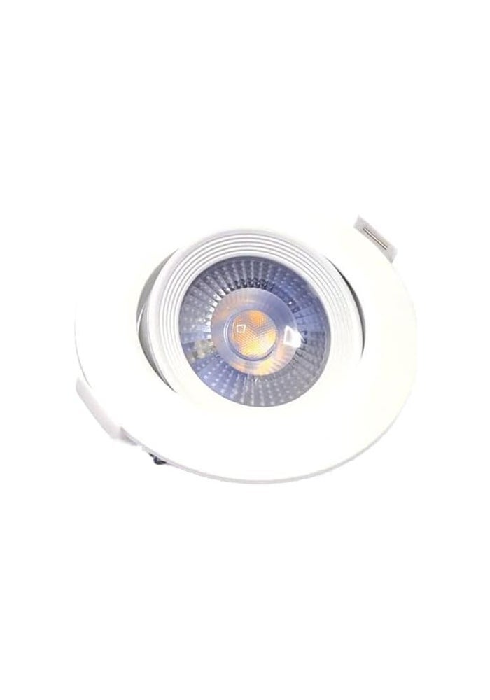 Quanta Adjustable Round LED Downlight 7W 240VAC - White Ceiling Spotlight IP40 Rated for Indoor Home & Office Use (Day Light)
